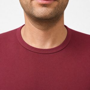 تیشرت مردانه زرشکی پنبه یک‌رو