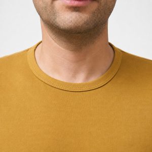 تیشرت مردانه خردلی پنبه یک‌رو
